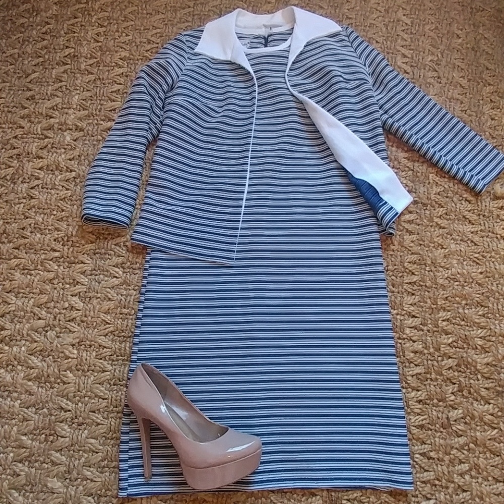 Vintage Navy and white striped dress - Picture 2 of 8